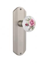 Nostalgic Warehouse 706737 - Nostalgic Warehouse Deco Plate Single Dummy White Rose Porcelain Door Knob in Satin Nickel