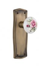 Nostalgic Warehouse 706756 - Nostalgic Warehouse Prairie Plate Single Dummy White Rose Porcelain Door Knob in Antique Brass