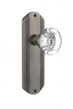 Nostalgic Warehouse 706784 - Nostalgic Warehouse Deco Plate Double Dummy Round Clear Crystal Glass Door Knob in Antique Pewter