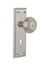 Nostalgic Warehouse 707595 - Nostalgic Warehouse New York Plate with Keyhole Double Dummy Meadows Door Knob in Satin Nickel