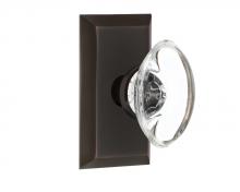 Nostalgic Warehouse 707879 - Nostalgic Warehouse Studio Plate Passage Oval Clear Crystal Glass Door Knob in Timeless Bronze