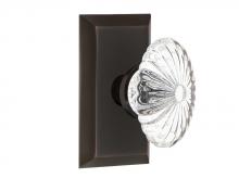 Nostalgic Warehouse 708052 - Nostalgic Warehouse Studio Plate Double Dummy Oval Fluted Crystal Glass Door Knob in Timeless Bron