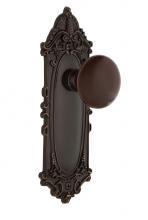 Nostalgic Warehouse 708059 - Nostalgic Warehouse Victorian Plate Double Dummy Brown Porcelain Door Knob in Timeless Bronze
