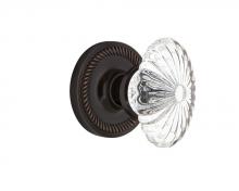 Nostalgic Warehouse 708121 - Nostalgic Warehouse Rope Rosette Privacy Oval Fluted Crystal Glass Door Knob in Timeless Bronze