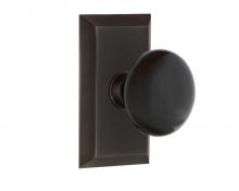 Nostalgic Warehouse 708127 - Nostalgic Warehouse Studio Plate Privacy Black Porcelain Door Knob in Timeless Bronze