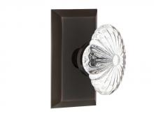 Nostalgic Warehouse 708138 - Nostalgic Warehouse Studio Plate Privacy Oval Fluted Crystal Glass Door Knob in Timeless Bronze