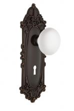 Nostalgic Warehouse 708186 - Nostalgic Warehouse Victorian Plate with Keyhole Privacy White Porcelain Door Knob in Timeless Bro