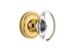 Nostalgic Warehouse 708442 - Nostalgic Warehouse Classic Rosette Passage Oval Clear Crystal Glass Door Knob in Polished Brass