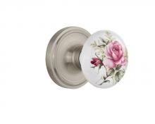 Nostalgic Warehouse 708475 - Nostalgic Warehouse Classic Rosette Passage White Rose Porcelain Door Knob in Satin Nickel