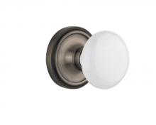 Nostalgic Warehouse 708494 - Nostalgic Warehouse Classic Rosette Passage White Porcelain Door Knob in Antique Pewter