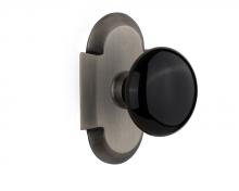 Nostalgic Warehouse 708502 - Nostalgic Warehouse Cottage Plate Passage Black Porcelain Door Knob in Antique Pewter