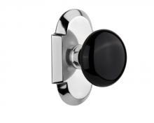 Nostalgic Warehouse 708503 - Nostalgic Warehouse Cottage Plate Passage Black Porcelain Door Knob in Bright Chrome