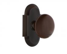 Nostalgic Warehouse 708514 - Nostalgic Warehouse Cottage Plate Passage Brown Porcelain Door Knob in Timeless Bronze