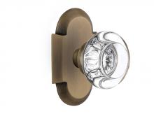 Nostalgic Warehouse 708593 - Nostalgic Warehouse Cottage Plate Passage Round Clear Crystal Glass Door Knob in Antique Brass