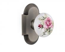 Nostalgic Warehouse 708601 - Nostalgic Warehouse Cottage Plate Passage White Rose Porcelain Door Knob in Antique Pewter