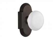 Nostalgic Warehouse 708623 - Nostalgic Warehouse Cottage Plate Passage White Porcelain Door Knob in Oil-Rubbed Bronze