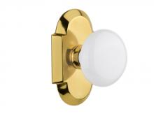 Nostalgic Warehouse 708624 - Nostalgic Warehouse Cottage Plate Passage White Porcelain Door Knob in Polished Brass