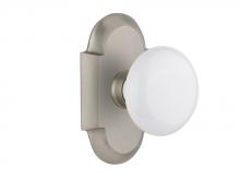 Nostalgic Warehouse 708625 - Nostalgic Warehouse Cottage Plate Passage White Porcelain Door Knob in Satin Nickel