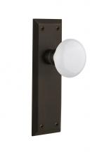 Nostalgic Warehouse 709444 - Nostalgic Warehouse New York Plate Passage White Porcelain Door Knob in Oil-Rubbed Bronze