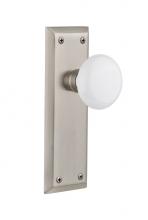 Nostalgic Warehouse 709446 - Nostalgic Warehouse New York Plate Passage White Porcelain Door Knob in Satin Nickel