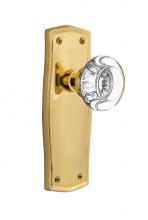 Nostalgic Warehouse 709560 - Nostalgic Warehouse Prairie Plate Passage Round Clear Crystal Glass Door Knob in Unlacquered Brass