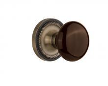 Nostalgic Warehouse 709600 - Nostalgic Warehouse Rope Rosette Passage Brown Porcelain Door Knob in Antique Brass