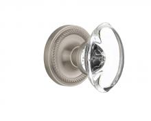 Nostalgic Warehouse 709677 - Nostalgic Warehouse Rope Rosette Passage Oval Clear Crystal Glass Door Knob in Satin Nickel