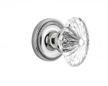 Nostalgic Warehouse 709682 - Nostalgic Warehouse Rope Rosette Passage Oval Fluted Crystal Glass Door Knob in Bright Chrome