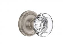 Nostalgic Warehouse 709701 - Nostalgic Warehouse Rope Rosette Passage Round Clear Crystal Glass Door Knob in Satin Nickel