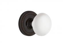 Nostalgic Warehouse 709733 - Nostalgic Warehouse Rope Rosette Passage White Porcelain Door Knob in Timeless Bronze