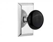 Nostalgic Warehouse 709737 - Nostalgic Warehouse Studio Plate Passage Black Porcelain Door Knob in Bright Chrome