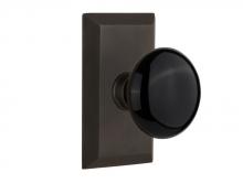 Nostalgic Warehouse 709738 - Nostalgic Warehouse Studio Plate Passage Black Porcelain Door Knob in Oil-Rubbed Bronze