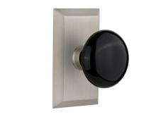 Nostalgic Warehouse 709740 - Nostalgic Warehouse Studio Plate Passage Black Porcelain Door Knob in Satin Nickel
