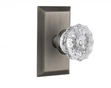 Nostalgic Warehouse 709762 - Nostalgic Warehouse Studio Plate Passage Crystal Glass Door Knob in Antique Pewter