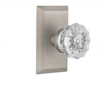 Nostalgic Warehouse 709766 - Nostalgic Warehouse Studio Plate Passage Crystal Glass Door Knob in Satin Nickel