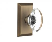 Nostalgic Warehouse 709806 - Nostalgic Warehouse Studio Plate Passage Oval Clear Crystal Glass Door Knob in Antique Brass