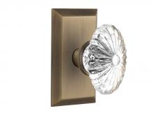 Nostalgic Warehouse 709813 - Nostalgic Warehouse Studio Plate Passage Oval Fluted Crystal Glass Door Knob in Antique Brass