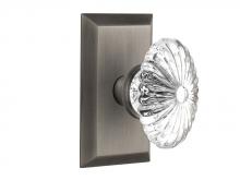 Nostalgic Warehouse 709814 - Nostalgic Warehouse Studio Plate Passage Oval Fluted Crystal Glass Door Knob in Antique Pewter