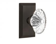 Nostalgic Warehouse 709816 - Nostalgic Warehouse Studio Plate Passage Oval Fluted Crystal Glass Door Knob in Oil-Rubbed Bronze