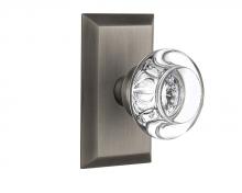 Nostalgic Warehouse 709828 - Nostalgic Warehouse Studio Plate Passage Round Clear Crystal Glass Door Knob in Antique Pewter