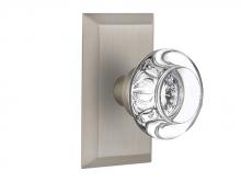 Nostalgic Warehouse 709832 - Nostalgic Warehouse Studio Plate Passage Round Clear Crystal Glass Door Knob in Satin Nickel