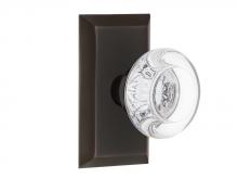 Nostalgic Warehouse 709833 - Nostalgic Warehouse Studio Plate Passage Round Clear Crystal Glass Door Knob in Timeless Bronze