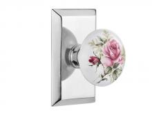 Nostalgic Warehouse 709836 - Nostalgic Warehouse Studio Plate Passage White Rose Porcelain Door Knob in Bright Chrome