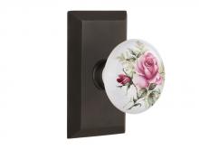 Nostalgic Warehouse 709837 - Nostalgic Warehouse Studio Plate Passage White Rose Porcelain Door Knob in Oil-Rubbed Bronze