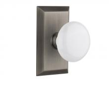 Nostalgic Warehouse 709855 - Nostalgic Warehouse Studio Plate Passage White Porcelain Door Knob in Antique Pewter