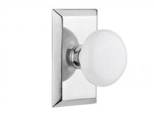 Nostalgic Warehouse 709856 - Nostalgic Warehouse Studio Plate Passage White Porcelain Door Knob in Bright Chrome