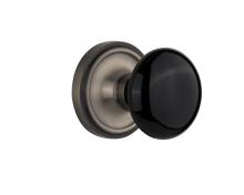 Nostalgic Warehouse 710001 - Nostalgic Warehouse Classic Rosette Passage Black Porcelain Door Knob in Antique Pewter