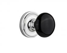 Nostalgic Warehouse 710002 - Nostalgic Warehouse Classic Rosette Passage Black Porcelain Door Knob in Bright Chrome