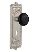 Nostalgic Warehouse 710066 - Nostalgic Warehouse Egg & Dart Plate with Keyhole Passage Black Porcelain Door Knob in Satin N