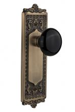 Nostalgic Warehouse 710103 - Nostalgic Warehouse Egg & Dart Plate Single Dummy Black Porcelain Door Knob in Antique Brass